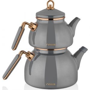 Sweet Premium Grizay Enamel Teapot Set - 16x16 - Grey Teapots