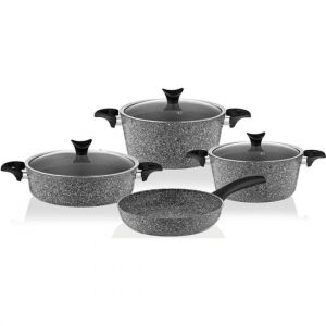7 Piece Gray Granite Cookware Set