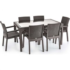 6-Person Outdoor Dining Set - Brown