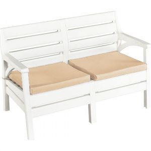 4-Person Patio Seating Group with Cushions White