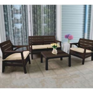 4 Person Patio Seating Group Brown