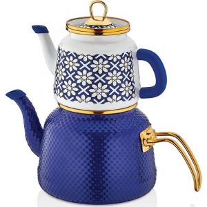 Glaze 4 Pcs. Enamel Teapot - 15x15 - Blue Teapots