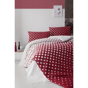 Polka Dot Duvet Cover Set Double, White and Red Bedding Basics