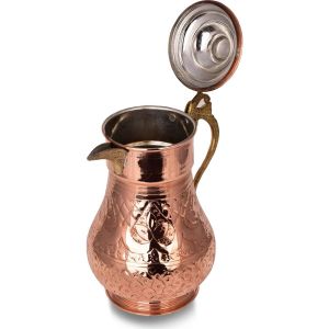 Saint Belisama Hand Embroidered Copper Jug - 17x14 - Copper Pitchers, Copper|Metal Pitchers
