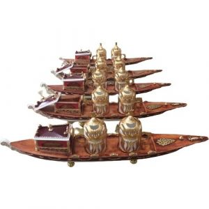 Navy Model Coffee Serving Tray (Sultanat Boat) - 50x9 - Brown Serving Sets, Polyester Serving Sets