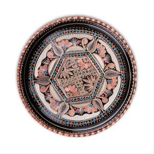 Rose Flower Round Thick Copper Tray - 26x26 - Copper Trays