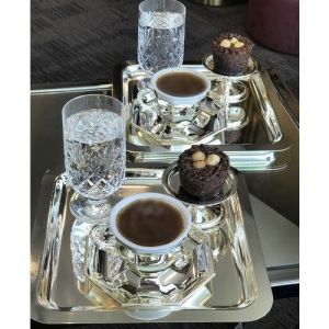 6-piece Square Coffee Serving Tray - 23x23 - Silver Serving Sets
