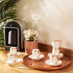 6 Person Coffee Cup Set - 6x8 - Copper coffee cups, Porcelan coffee cups