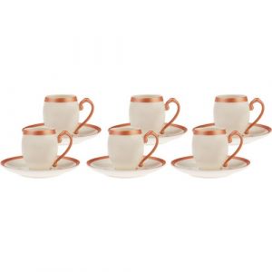 6 Person Coffee Cup Set - 6x8 - Copper coffee cups, Porcelan coffee cups