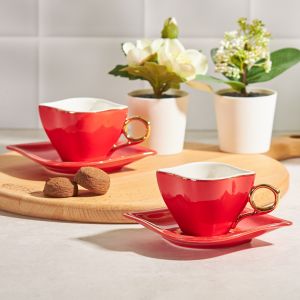 Endless Love 2 Person Red Coffee Cup Set - 7x11 - Red coffee cups, Porcelan coffee cups