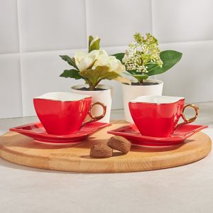 Endless Love 2 Person Red Coffee Cup Set - 7x11 - Red coffee cups, Porcelan coffee cups