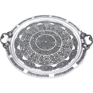 Silver Tray with Copper Handles - 40x40 - Silver Trays