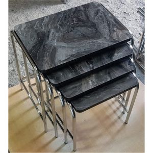 4-Piece Marble Nesting Tables with Nickel Plated Legs