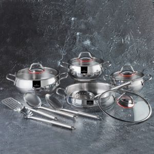 The Gourmet 14-Piece Stainless Steel Cookware Set
