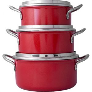 6 Piece Granite Coated Red Cookware Set