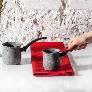 Granite Dark Silver Coffee Pot Set - 13x23 - Grey KETTLES, Granite KETTLES