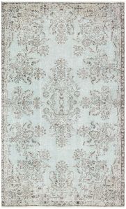 Turkish Rug - Anatolian Hand Knotted Ice Blue Color Vintage Rug - 271x162 - Blue Living Room Rugs