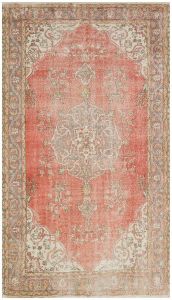 Turkish Rug - Authentic Hand Knotted Natural Medallion Design Vintage Rug - 284x164 - Other Living Room Rugs