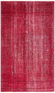 Turkish Rug - Unique Anatolian Hand Knotted Vintage Look Rug - 242x146 - Red Living Room Rugs