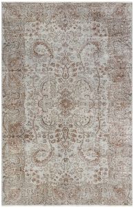 Turkish Rug - Unique Anatolian Hand Knotted Vintage Look Rug - 252x167 - Grey Living Room Rugs