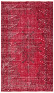 Turkish Rug - Authentic Hand Knotted Red Color Medallion Vintage - 200x121 - Red Living Room Rugs, Wool Living Room Rugs | Loftry