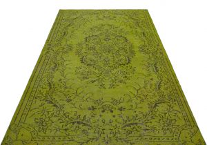 Antique Hand Woven Vintage Carpet - 250x161 - Green Area Rugs, Wool Area Rugs
