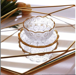 Wosso Plate Gold Gilded Bowl 12 Pieces