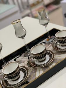 Porcelain Gold Gilded Black Cup Set