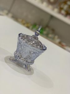 Footed Glass Covered Sugar Bowl