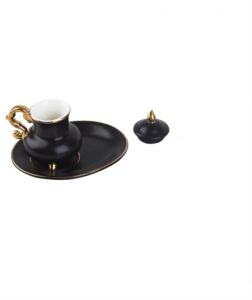 Porcelain Cup Set With Black Lid