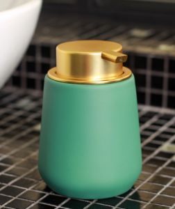 Liquid Soap Dispenser - Green and Gold Bathroom Accessories