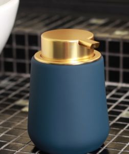 Gold Liquid Soap Dispenser, Navy Blue Bathroom Accessories