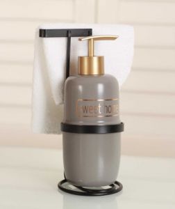 Liquid Soap Dispenser with Towel Holder Grey