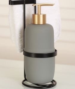 Grey Liquid Soap Dispenser with Towel Holder