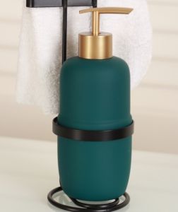 Liquid Soap Dispenser with Towel Holder Green