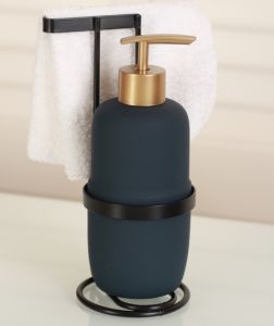 Liquid Soap Dispenser with Towel Holder Black