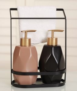 Double Liquid Soap Dispenser with Towel Powder-Black