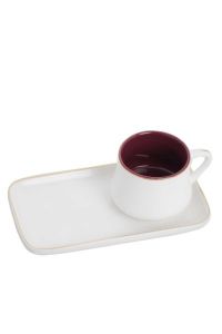 Red and White Porcelain Coffee Cup Set