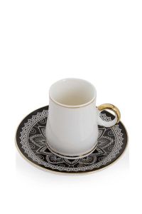 Black & White Porcelain Coffee Cup Set