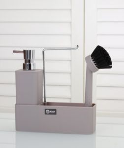 Dish Brush with Soap Dispenser Dark Grey