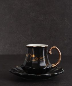 Onyx Porcelain Coffee Cups, Set of 6