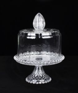 Beaded Glass Cake Stand & Dome