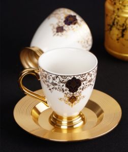 The Royalty Porcelain Coffee Cups and Gold Saucers - Set of 6