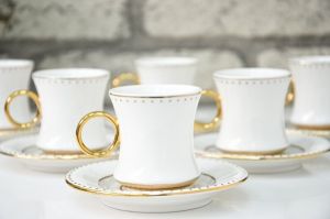 Round Handle White Coffee Cup