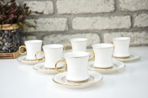 Round Handle White Coffee Cup