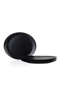 Black Ceramic Steak Plate 6 Pieces