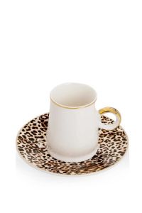 Porcelain 6 Pieces Porcelain Coffee Cup Leopard Pattern