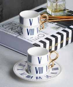Roma Number Turkish Coffee Cup Navy Blue