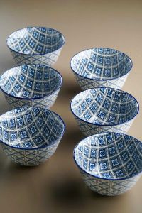 Mosaic 6 Pieces Marbling Pattern Porcelain Bowl 11,7 cm