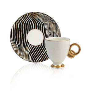 Porcelain Zebra Pattern White Turkish Coffee Cup